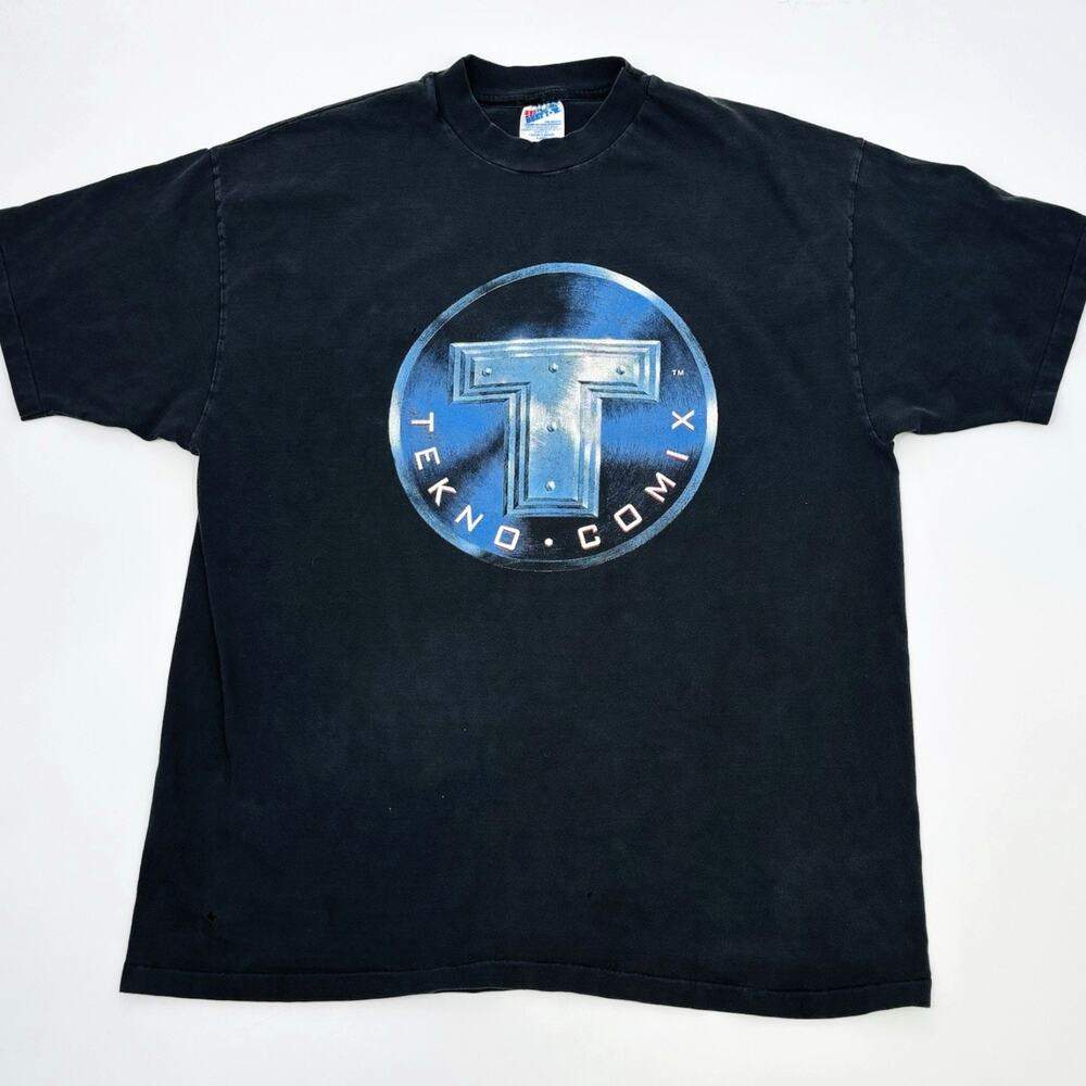Vintage 90s Tekno Comix Shirt XL Hanes Beefy Single Stitch Black Teknophage